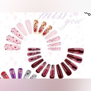 2 love design long coffin nail sets